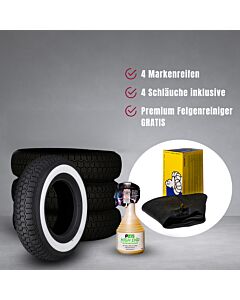 MERCEDES 190SL REIFEN-KOMPLETTSET 4 Stück 6.40/7.00R13 87S TL Michelin ZX + Schlauch Ventillochreduzierung TR-15/13 GRATIS: 4er Set Reinigungspads für Weißwandreifen