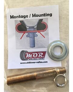 Messingventil  75mm - Außengewinde 12mm Schrader 2030 im Set mit Kontermutter & U-Scheibe