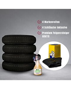 FIAT  500 REIFENKOMPLETTSET 125R12 62S TL Michelin X  (1 Set=4 Stück) 4.00-5.00, 125-135-12 TR-13 Schlauch Michelin GRATIS: Dr.Wack P21S HighEnd Felgenreiniger,750ml